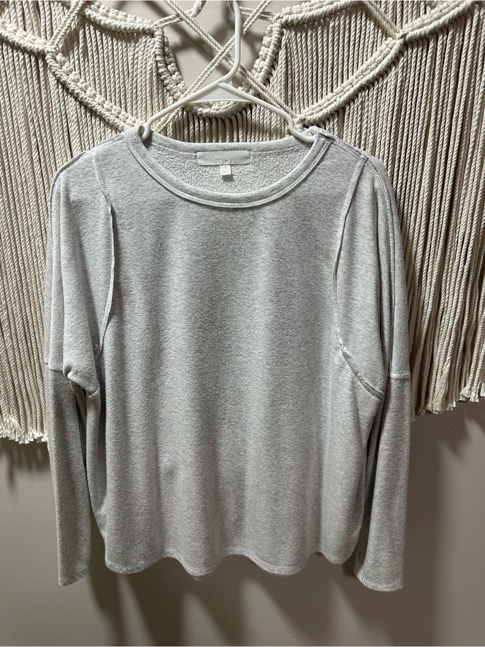 Adyson Parker Heather Gray Long Sleeve Crewneck Top